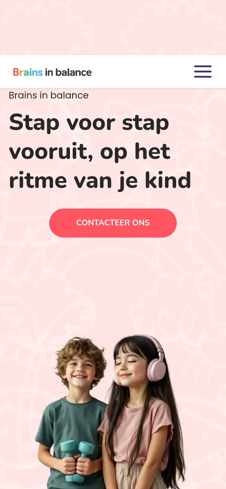 Schermafbeelding van de website van Brains In Balance