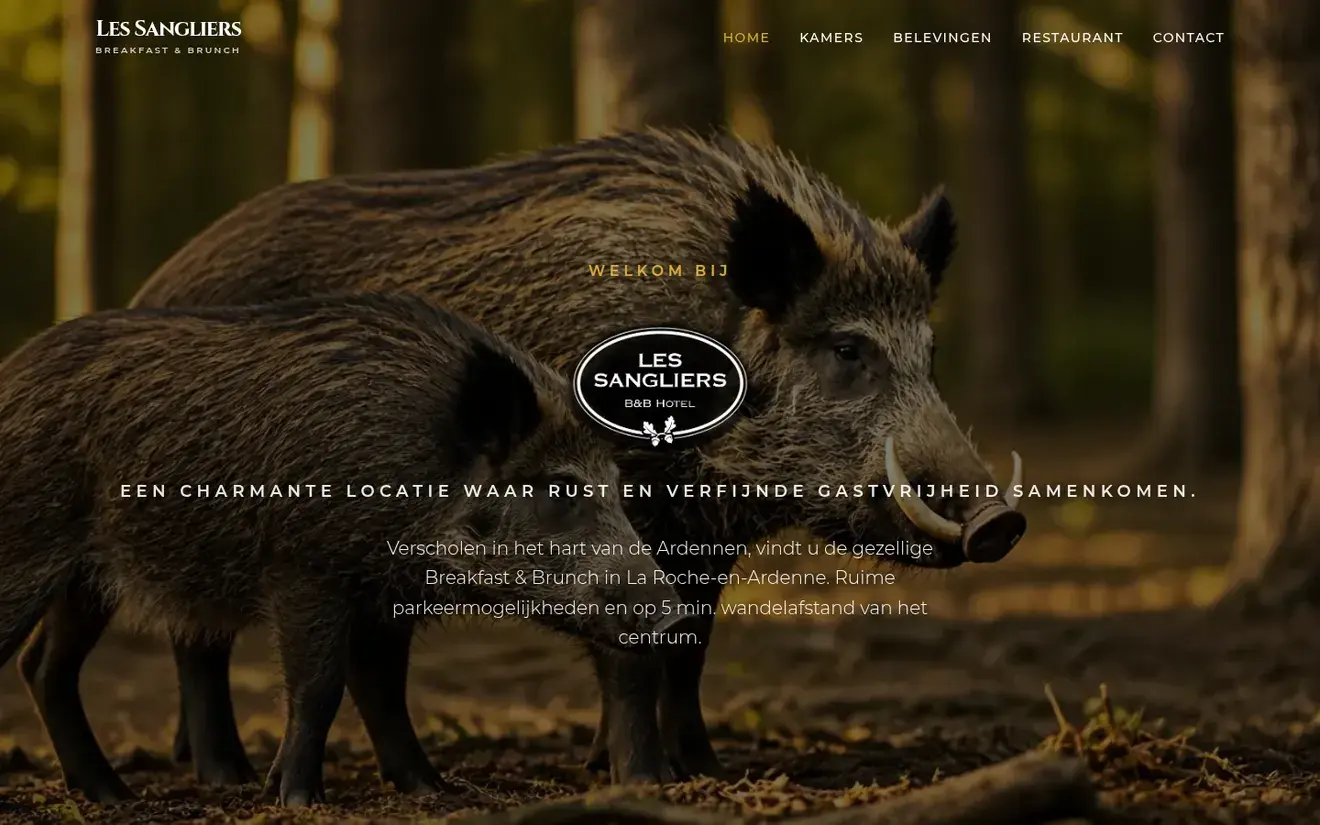 Schermafbeelding van de website van Les Sangliers