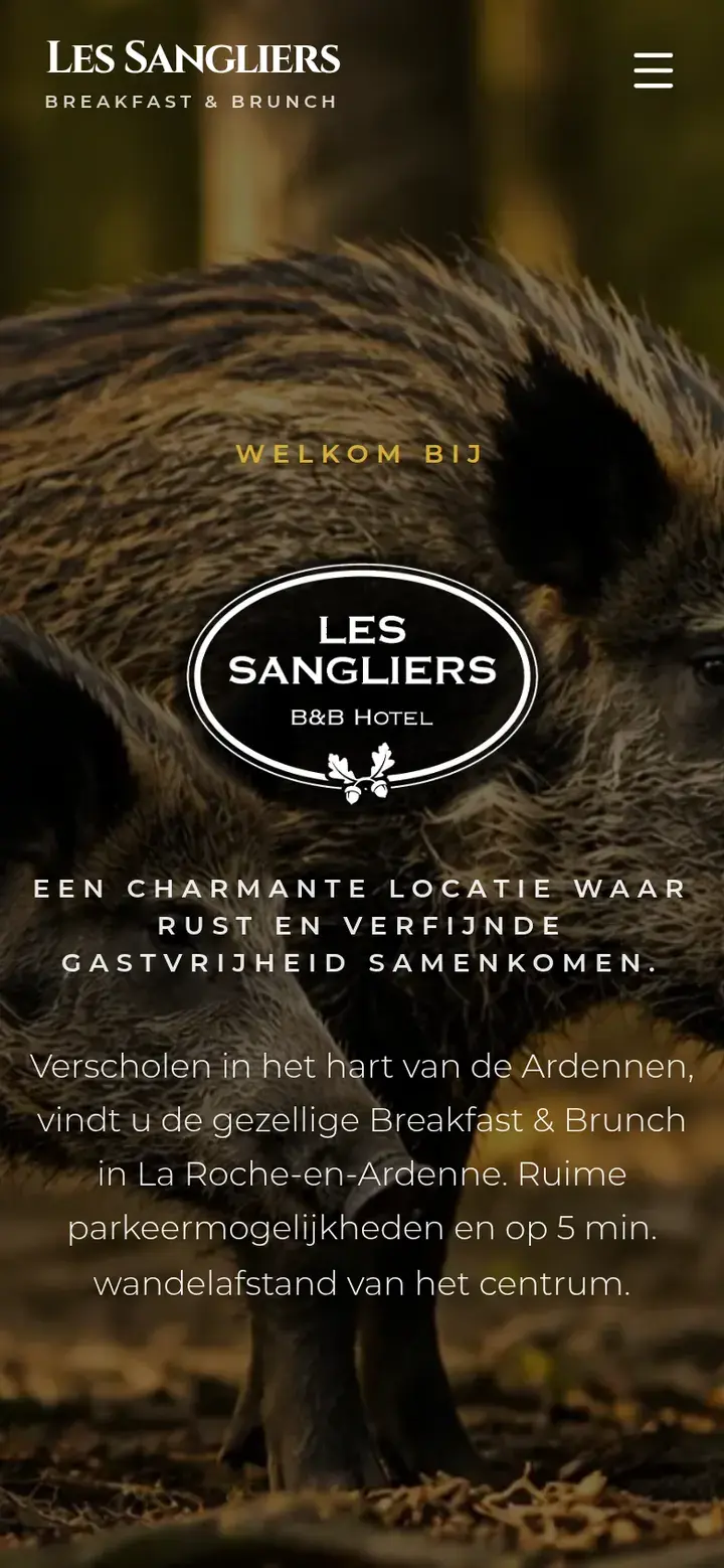 Schermafbeelding van de website van Les Sangliers